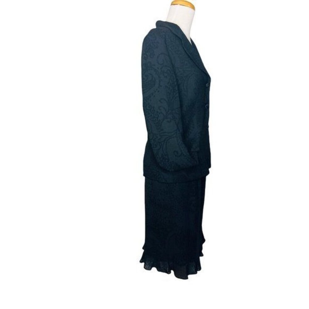 Carlisle Blazer and Skirt Suit Jacquard Black Paisley Vintage Sz 6 Hong Kong - Picture 5 of 14
